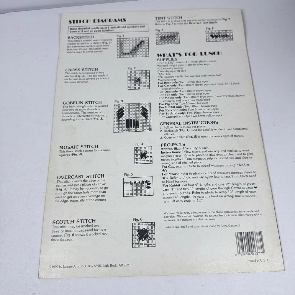 Vintage‎ Plastic Canvas Pattern Book Lot Magnets Pencil Toppers Bears Leisure